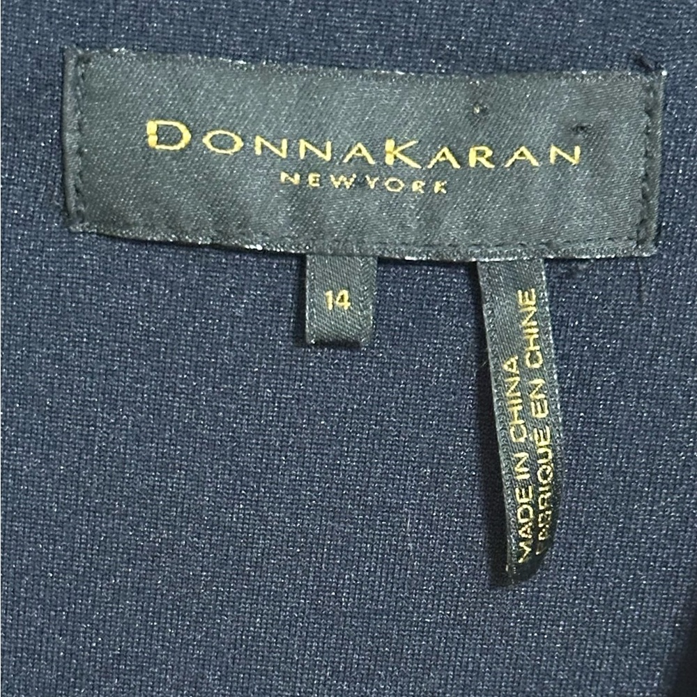 Donna Karan Navy Ruffle Bottom V-Neck Sleeveless Zipper Cocktail Party Dress 14 - Picture 8 of 11